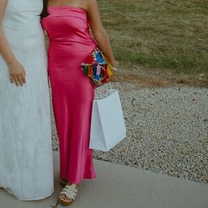 Realtix HOT Pink Women's strapless dress